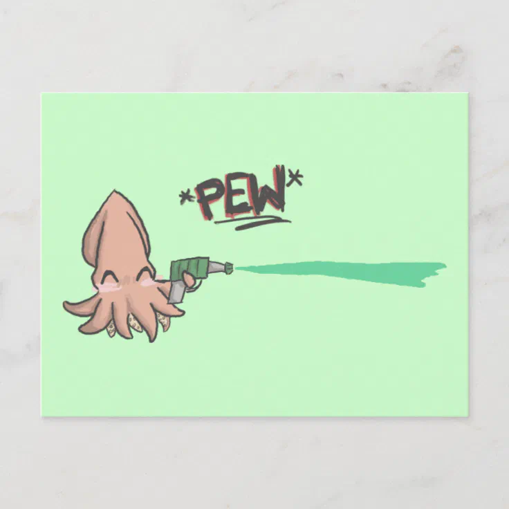 Funny Cute Cartoon Lazer Squid Postcard | Zazzle