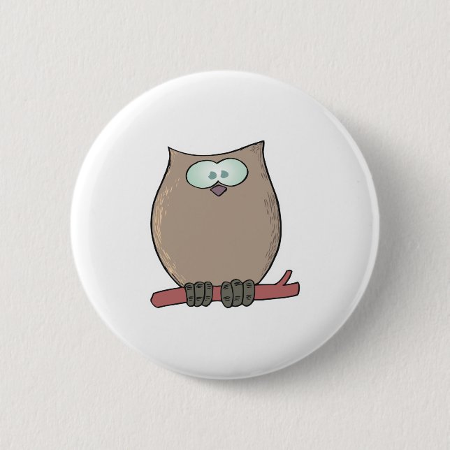 funny cute cartoon owl button (Front)
