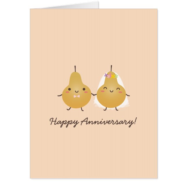 Funny Cute Cartoon Perfect Pear Happy Anniversary Card (Front)