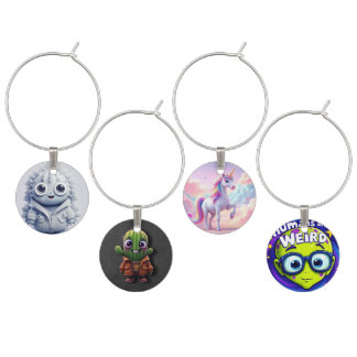 Funny Cute Cartoon Wine Charms – Set of 4 Drink 
