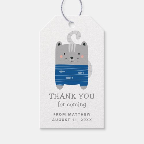 Funny cute cat animal Kids birthday thank you Gift Tags