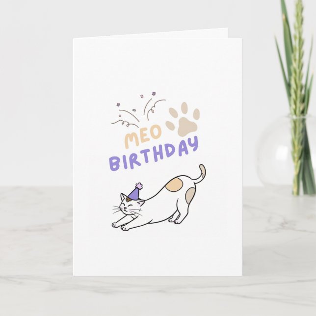 Funny cute cat birtday card (Front)