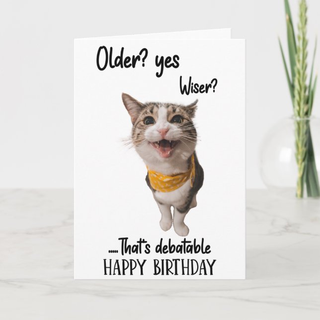 Funny Cute Cat Birthday Greeting Card  (Front)