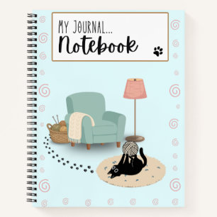 Funny cute cat Blue and black Notebook