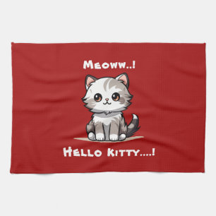 Funny Cute Cat Catmas Humor Kitchen Towel