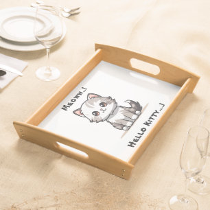 Funny Cute Cat Catmas Humor Serving Tray