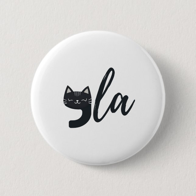 Funny Cute Cat Comma La Funny Kamala Harris Presid Button (Front)