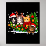 Funny Cute Cat Crew Santa Hat Christmas Xmas Women Poster