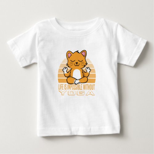 Funny cute cat doing yoga funny yoga quotes baby T_Shirt