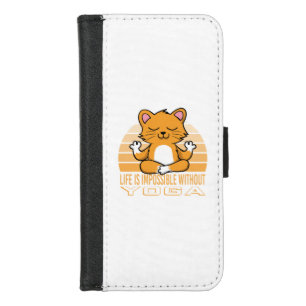 Funny cute cat doing yoga. funny yoga quotes iPhone 8/7 wallet case