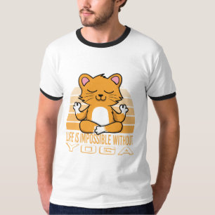 Funny cute cat doing yoga. funny yoga quotes T-Shirt