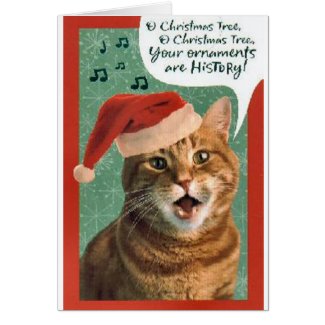 Funny Cute Cat Kitten Ornament Song Christmas Card