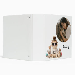 Funny Cute Cat Mama Kittens Photo 3 Ring Binder