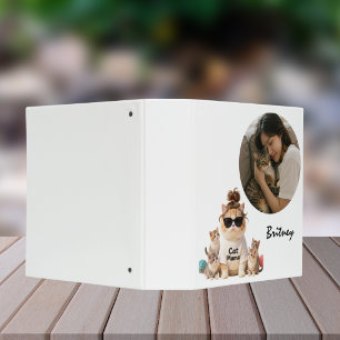 Funny Cute Cat Mama Kittens Photo 3 Ring Binder