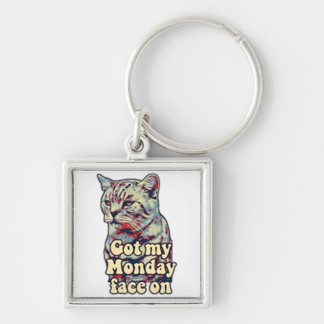 Funny cute cat meme for cat lovers & kitty owners keychain (Front)
