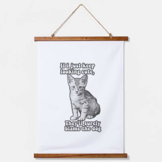 Funny cute cat meme for cat owners & kitty lovers  hanging tapestry (Front)