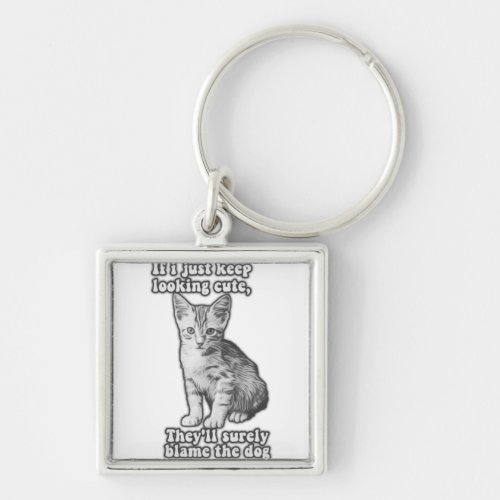 Funny cute cat meme for cat owners  kitty lovers keychain