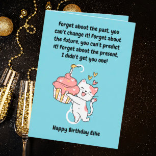 Funny Cute Cat Modern Birthday Greeting Card