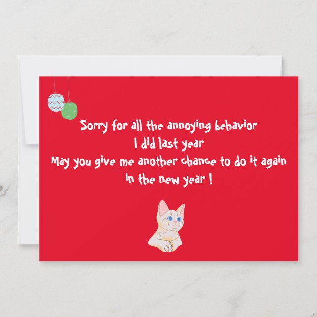 Funny cute cat new year wishes holiday card (Front)