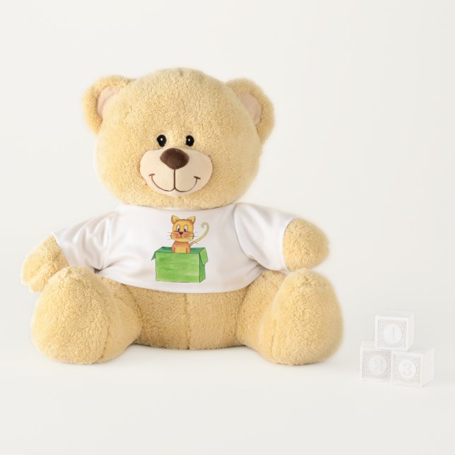 Funny Cute Cat Pet In A Box Teddy Bear (In Situ)