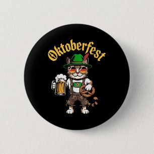 Funny Cute Cat Pretzel Beer Funny Party Adults Button