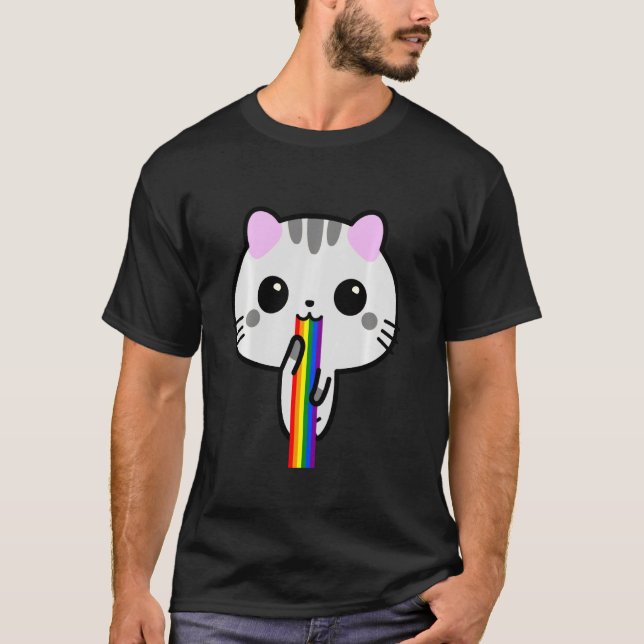 Funny Cute Cat Puke Kitten T-Shirt (Front)