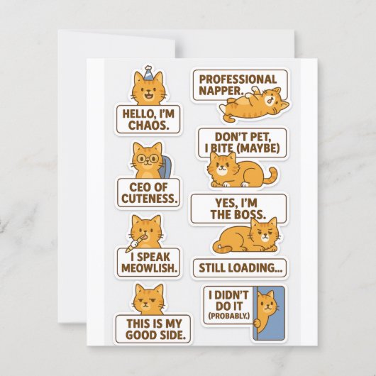 "Funny & Cute Cat Stickers – Scrapbook & Craft Use (Front)