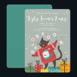 Funny Cute Cat Ugly Christmas Sweater Party Holiday Card<br><div class="desc">Funny Cute Cat Ugly Christmas Sweater Party Invitation,  fully customizable text elements.</div>