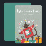 Funny Cute Cat Ugly Christmas Sweater Party Holiday Card<br><div class="desc">Funny Cute Cat Ugly Christmas Sweater Party Invitation,  fully customizable text elements.</div>