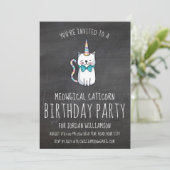 Funny Cute Cat Unicorn Birthday Party Invitation (Standing Front)