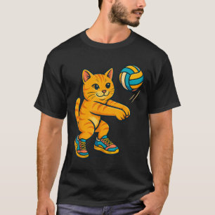 Funny Cute Cat Volleyball Player Fan Tee Trainer T