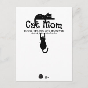 Funny Cute Cat Wine Mom Quote Typography Gift Postcard
