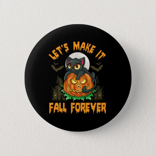 Funny  Cute Cat with Jack o Lantern Halloween Button