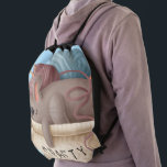 Funny Cute Cat & Yarn Knitting Basket Crafty Drawstring Bag<br><div class="desc">This adorable drawstring backpack features a cute cat having a nap inside a basket of yarn. Knitting needles are sticking out of a ball of yarn. Customizable text reads "CRAFTY."</div>