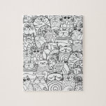 Funny Cute Cats Zen Doodle Relaxing Adult Coloring Jigsaw Puzzle<br><div class="desc">Coloring puzzle with a whimsical zen-doodle crowd of funny cats for relaxing coloring for kids or adults,  fun activity for cat lovers.</div>