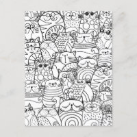 Funny Cute Cats Zen Doodle Relaxing Adult Coloring