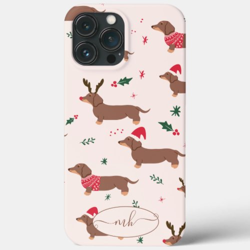 Funny cute Christmas dachshund dogs pet pattern iPhone 13 Pro Max Case