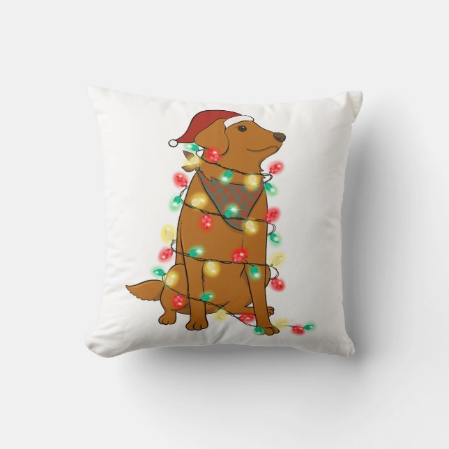 Funny Cute Christmas Dog Throw Pillow (Front)