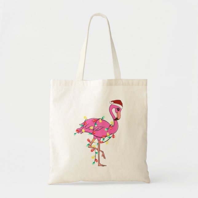 Funny Cute Christmas Flamingo Tote Bag (Front)