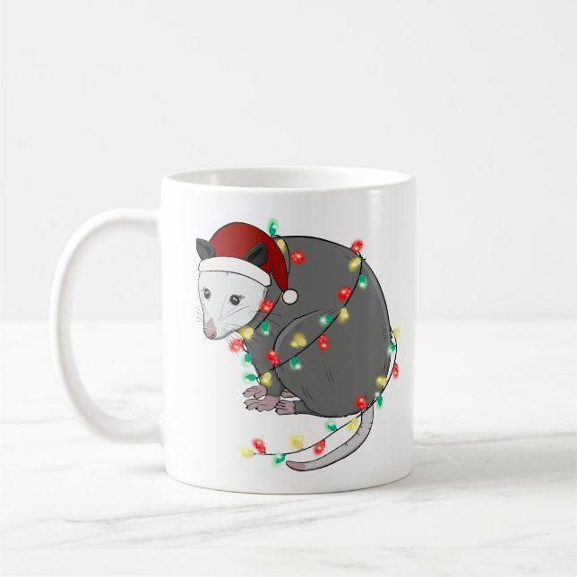 Funny Cute Christmas Opossum Coffee Mug (Left)