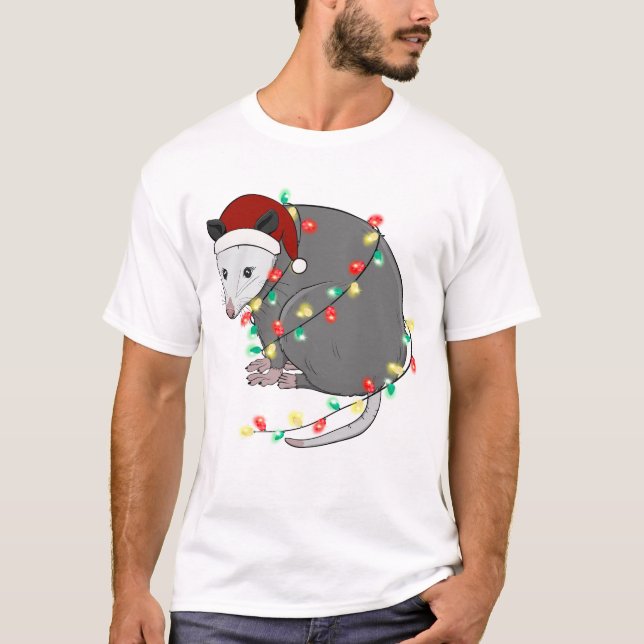 Funny Cute Christmas Opossum T-Shirt (Front)