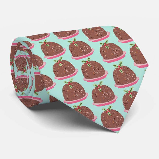 Funny cute Christmas Pudding Holiday Neck Tie (Rolled)