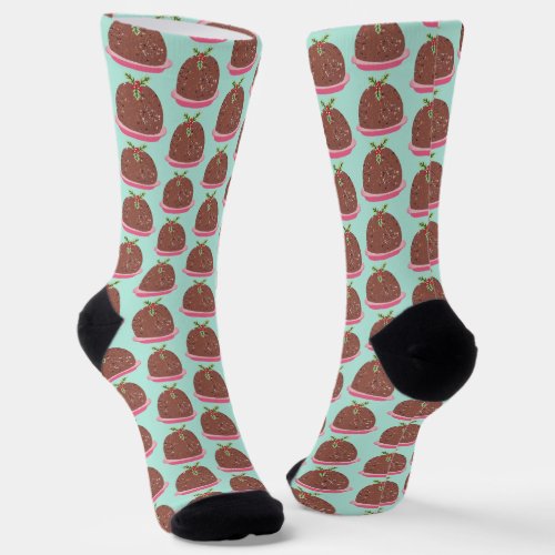 Funny cute Christmas Pudding Holiday Socks