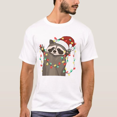 Funny Cute Christmas Raccoon T_Shirt