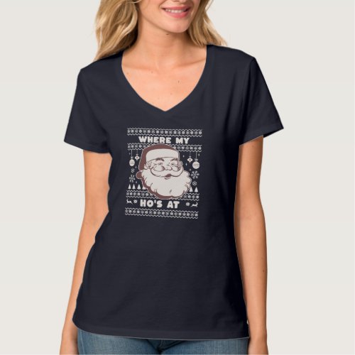 Funny Cute Christmas Santa Claus Ho Hos Design Ug T_Shirt