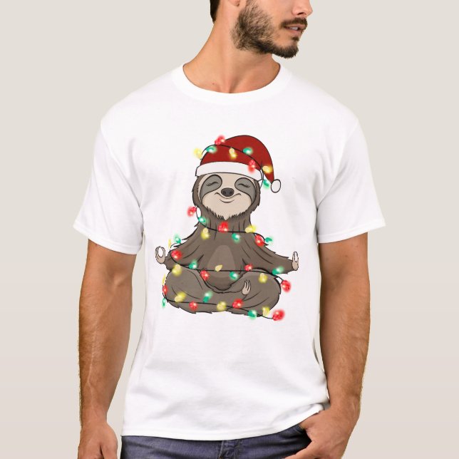 Funny Cute Christmas Sloth T-Shirt (Front)