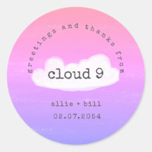 Funny Cute Cloud 9 Pink Purple Humorous Thank You
