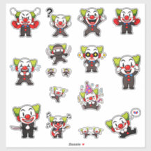 Funny Cute Clown Expressions Sticker Pack