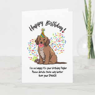 Funny Cute Cockapoo Dog Birthday Card Donuts
