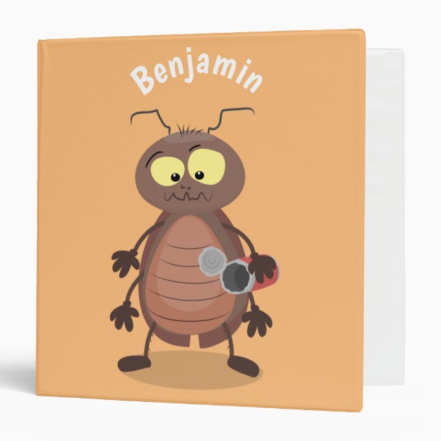 Funny cute cockroach cartoon character 3 ring binder (Front/Inside)
